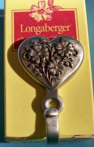 Longaberger 2001 Love Notes Pewter Wall Hook   RARE  