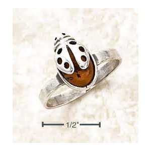   Silver Honey Amber Ladybug Ring   Size 6.0   JewelryWeb Jewelry