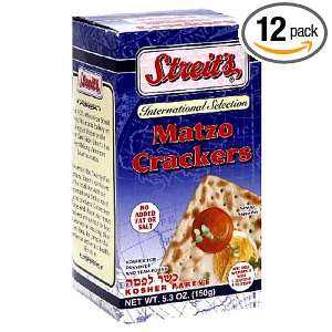 Streits Matzo Crackers, Matzo Cracker, 5.3 Ounce Boxes (Pack of 12)