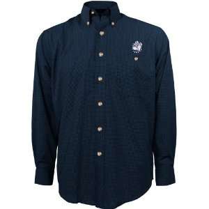   Hoyas Navy Blue Matrix Long Sleeve Dress Shirt