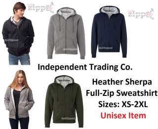 Independent Trading Co. Sherpa Full Zip Hooded Sweatshirt PRM92SHZ XS 