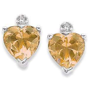   Silver Cubic Zirconia CZ November Birthstone Heart Earrings Jewelry