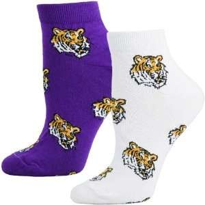  LSU Tigers Ladies White Purple Two Pack Socks