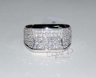   White Gold 3.25 ct VS1 G Certified Shiny Diamond Mens Pave Pinky Ring