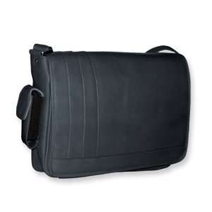    Black Leather Padded Laptop Compartment Messenger Handbag Jewelry