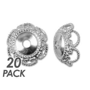  Sterling Silver 10mm Lace Button Bead Cap   20 Pack Arts 