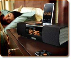  Dual Alarm Clock with Detachable Speaker for iPod and iPhone (Black