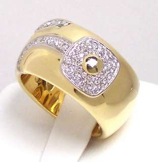 WIDE ROBUST 18k GOLD & DIAMONDS DESIGNER CHIMENTO RING  