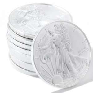    Ten 2008 Silver American Eagles w/ Coin Vault BU