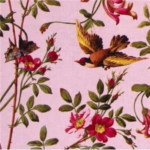 pink Michael Miller designer fabric birds flowers (Sold in 