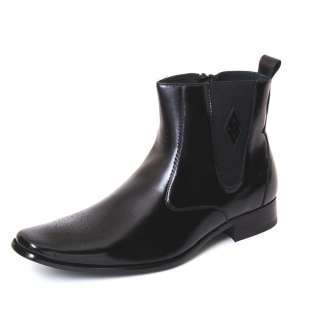 Mens Leather Boots Dress Casual Zipper Pull Up Comfortable Stretch Fit 