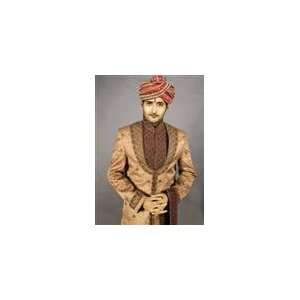  Beige Brocade Sherwani