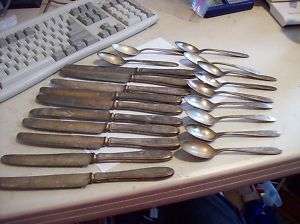 10 COMMUNITY SILVER KNIFE & 11 COMMUNITY PLATE SPOONS  