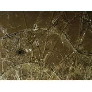  Broken and Shattered Glass over Concrete Surface Stretched 