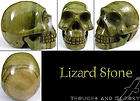 Green AZ Lizard Stone Serpentine Carved Crystal Skull  