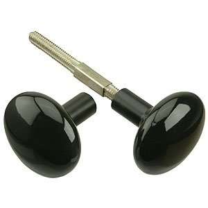   Pair of Black Porcelain Door Knobs With Iron Shanks
