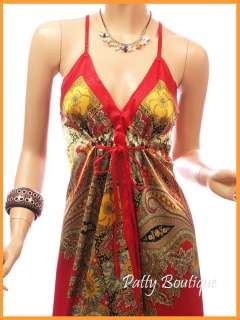 Red Satin Asym Hem Drawstring Maxi Dress, 8 14  