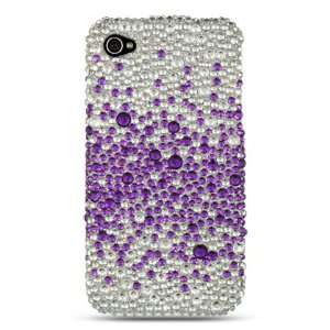  and Purple Splash Rhinestones Diamond Protective Case for iPhone 4S 