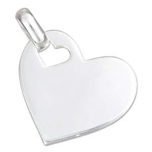   Silver High Polish Heart Pendant with Heart Shape Hole. Jewelry