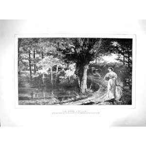   1880 Edward Fahey Fine Art Milk Maid Girl Cows Country