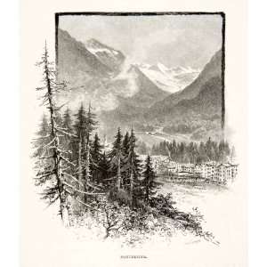  1891 Wood Engraving Whymper Pontresina Switzerland 