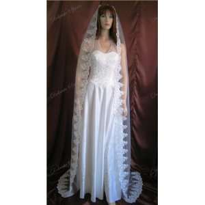    1T White Chapel/Cathedral Mantilla Lace Wedding Veil Beauty