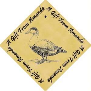   Pack of 48 PERSONALISED Parchment 6cm Square Gift Tags Eider Duck