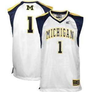   Wolverines #1 White Courtside Basketball Jersey