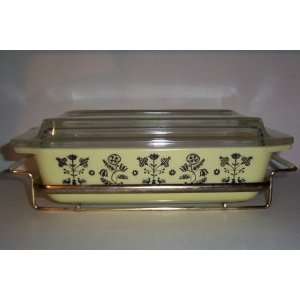   Casserole Baking Dish Vine Design with Lid and Cradle 