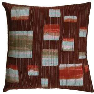   Company 90953 Dune 20 x 20 Embroidered Pillow with Squares Appliqué