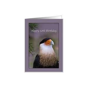    50th Birthday Card with Crested Caracara Card Toys & Games