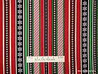   Treasures Christmas Snow Flake Candy Cane Red Stripe Cotton Fabric BTY