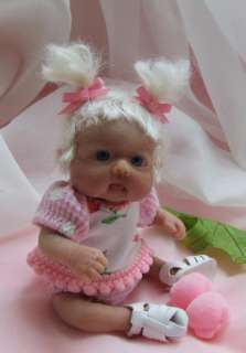 OOAK Sculpted Baby Girl Leprechaun Fairy Elf Polymer Clay Art Doll 