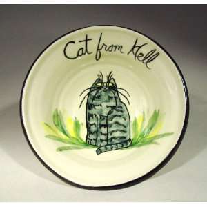 Cat from Hell Ceramic Cat Bowl or Plate created by Moonfire Pottery 