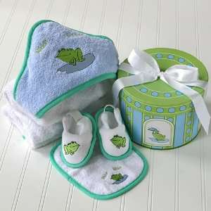  Finley the Frog Four Piece Hatbox Bath Time Gift Set 