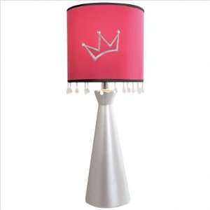 Princess Crown Silver and Pink Table Lamp