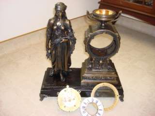 NEW HAVEN CLOCK COMPANY LARGE STATUE CLOCK RUTH with OPEN ESCAPEMENT 