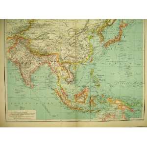   1898 Bartholomew Map Commercial Chart Far East Japan