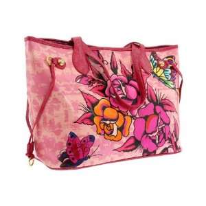  Tote Bag Butterfly Rose Tattoo Design w/ Swarovski Crystal Bling Baby