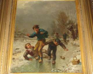 James Crawford Thom Winter Snow Scene Oil Painting  