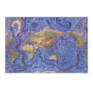  World Ocean Floor Map 1981 Premium Poster Print, 24x18 