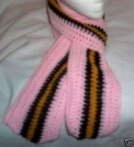 Hand Crochet ~Pink Steelers Black N Gold Scarf Scarves  