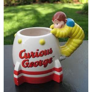  Curious George Spaceship Coffee Cup Mug RARE Margret Rey H 