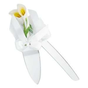   Painted Calla Lily Wedding Cake Knife and Server Set