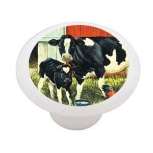  Cow and Calf Decorative High Gloss Ceramic Drawer Knob 