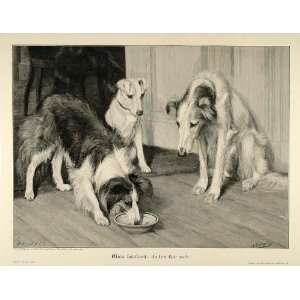   Dogs Eating Food Bowl Alice Leotard   Original Print