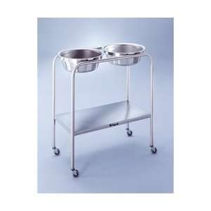   Stainless Steel Double Basin Solution Stand with Shelf