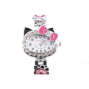  Cute Hello Kitty Crystal decorated Bracelet Watch Pink 