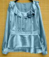 SATIN blouse top YS039 black PLUS 5x6x 7x (size 30 40)  