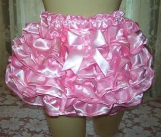 Adult Baby Diaper Cover Sissy Pink Satin New Pouf Rhumba Style Vinyl 